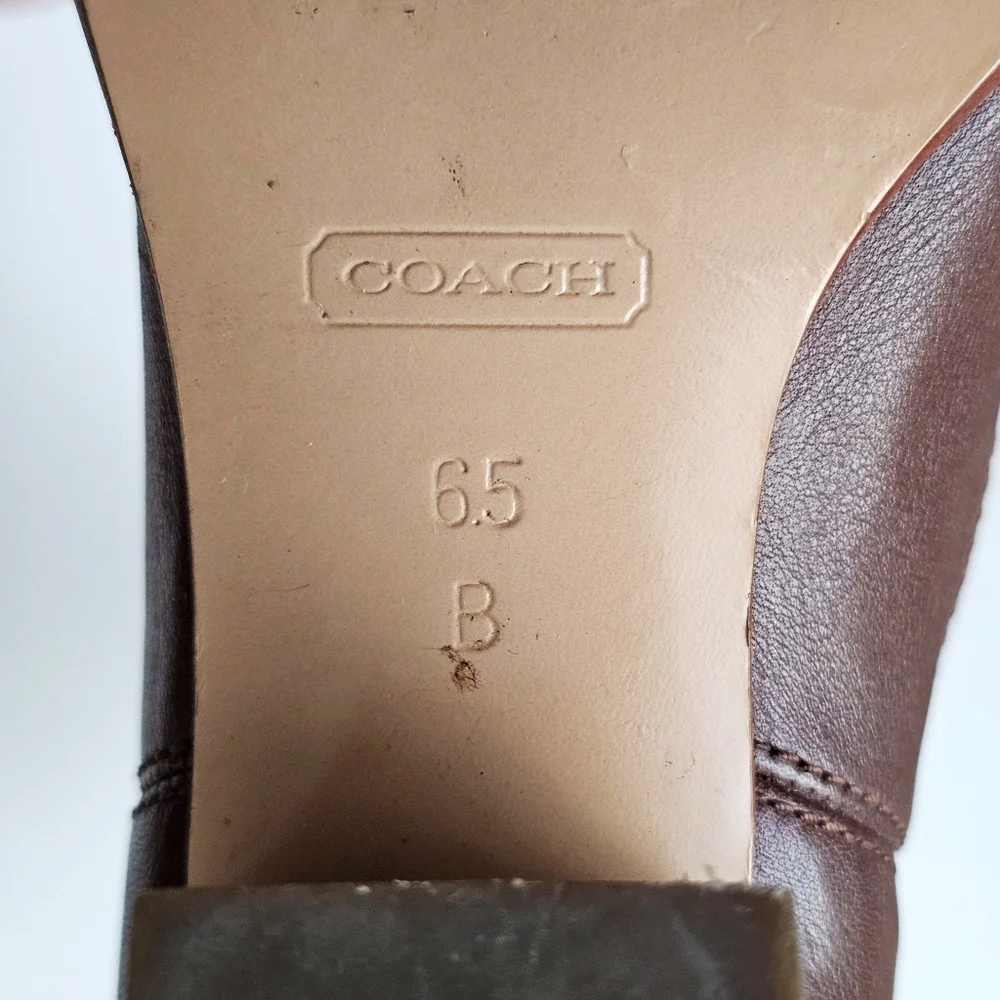 Coach Faith Leather Knee High Boots Brown Stacked Heel Riding Boots 6.5B